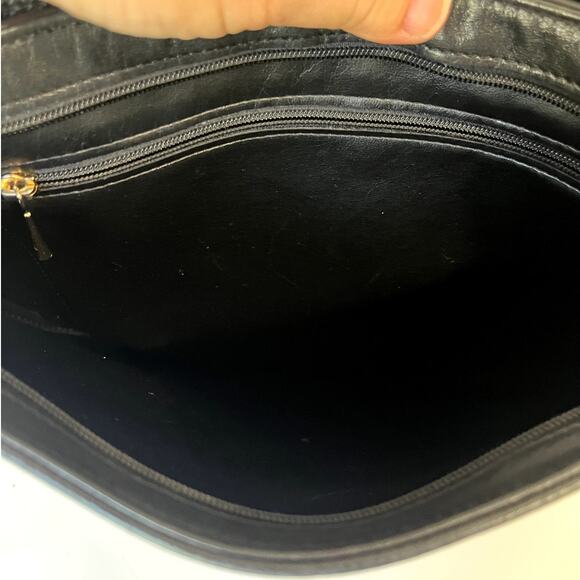 Longchamp LM Black Leather Double Compartment Shoulder Bag France Y2K Vintage - Picture 11 of 11